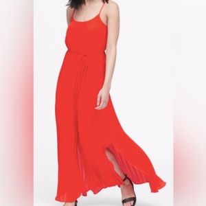Banana Republic Red Pleated Maxi Dress